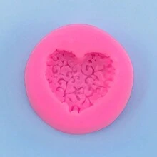1件4.7cm × 4.7cm × 1.2cm粉色玫瑰,心形和藤蔓形矽膠模具,diy翻糖、巧克力、粘土、肥皂、液體矽膠婚禮蛋糕烘焙