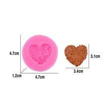 1件4.7cm × 4.7cm × 1.2cm粉色玫瑰,心形和藤蔓形矽膠模具,diy翻糖、巧克力、粘土、肥皂、液體矽膠婚禮蛋糕烘焙