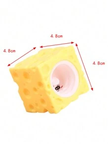 1pc Creative Soft Stress Relief Squeeze Toy Cute Cheese & Rabbit Cup Funny Gag Toy Venting Ball Toy - Yellow - View 5