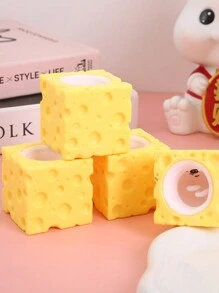 1pc Creative Soft Stress Relief Squeeze Toy Cute Cheese & Rabbit Cup Funny Gag Toy Venting Ball Toy - Yellow - View 2