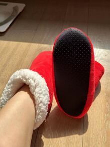 冬季男女通用加厚保暖地板高筒防滑室內鞋，適合產婦期 - 紅色 - 查看 4