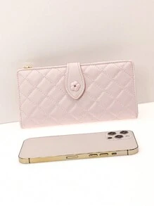 MINGYOU Fang Huang Delicate Snap Closure Women's PU Zipper Multi-Functional Large Capacity Card Holder, Sweet & Cute Young Fashion Minimalist, Easy To Carry, Bright Pink Women's Long Wallet - Pink - View 5