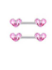 2 piezas Anillos para el pezón de 14G para mujeres, set de anillos para el pezón con barra de 16mm de acero quirúrgico con corazón de circonita y mariposa, joyería de piercing corporal lindo para San Valentín, Mamá, Madre, Día de la Madre, regalo