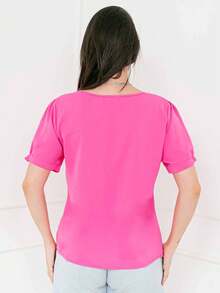 Women Tops - 玫紅色 - 查看 5