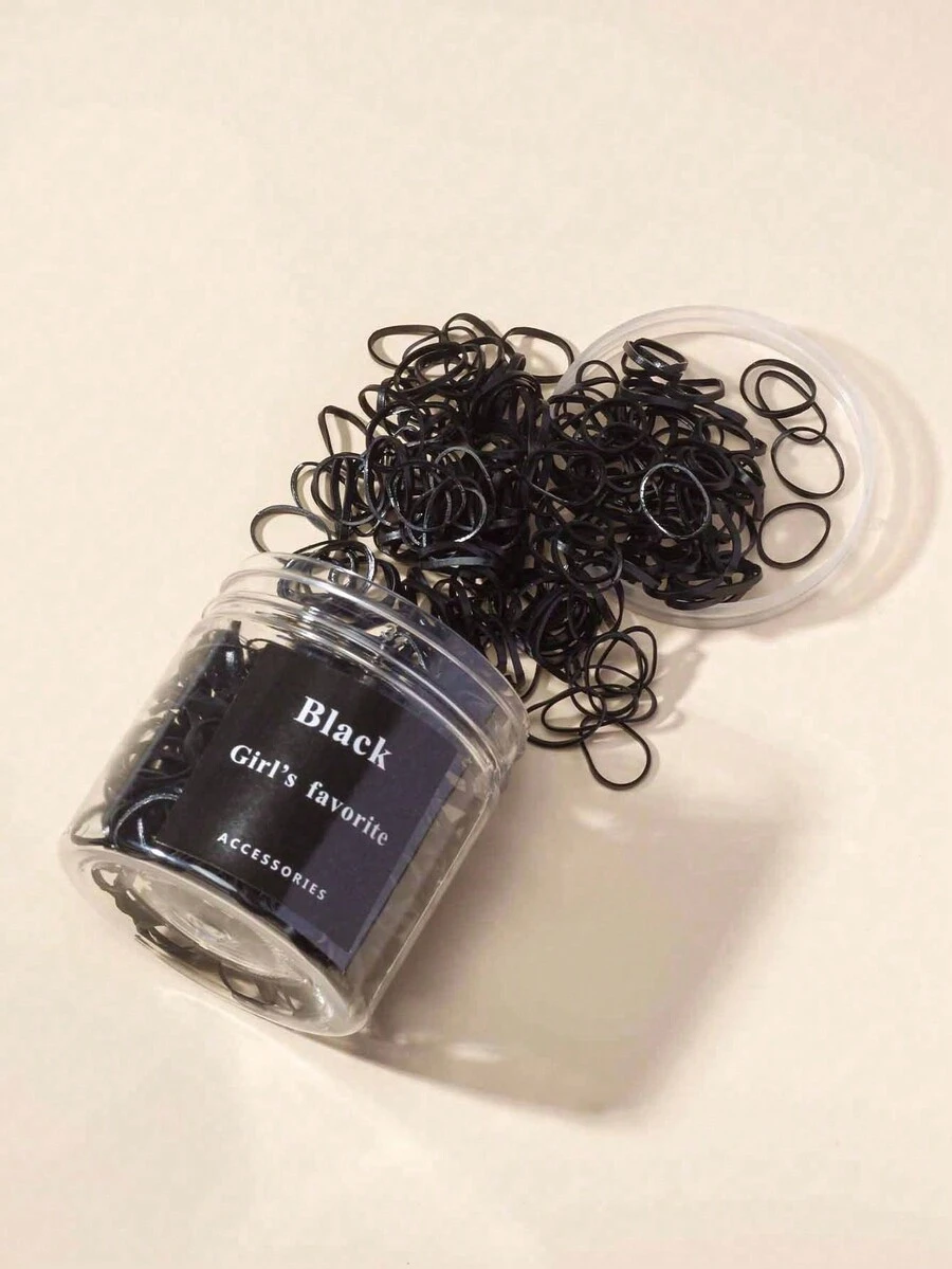 500pcs Simple Basic High Elasticity Disposable Hair Ties - Black - View 1