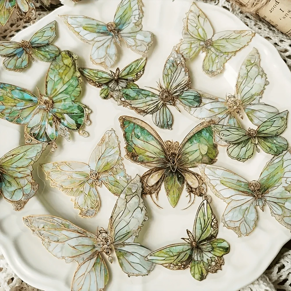 20pcs Iridescent Laser Butterfly Decorations, PET Stickers For Retro ...