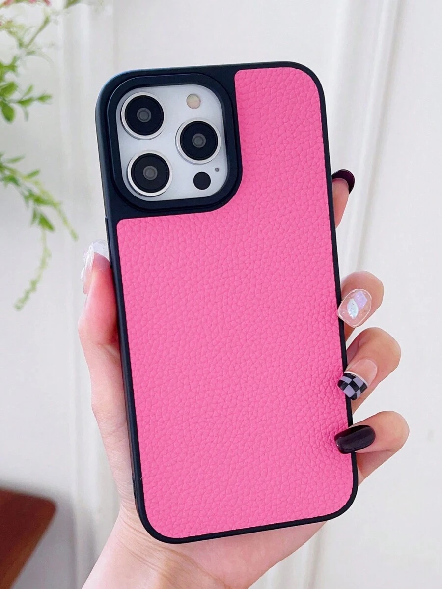 1pc High-grade Leather Full Coverage Phone Case With Large Holes Compatible With Iphone - Multicolor - View 1