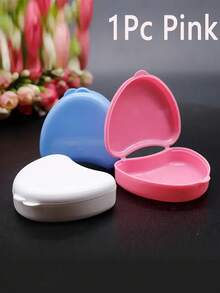 1 个粉色塑料假牙盒，心形假牙盒，心形牙齿固定器收纳盒，可爱牙齿盒，心形牙齿收纳盒，多功能器具，“时尚保护您的假牙！使用我们的心形假牙架整理好假牙。” - 粉色 - 查看 5