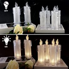 1支led無火焰暖色水滴形水晶蠟燭,營造氣氛 - 白色 - 查看 7