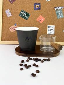 10pcs 280ml Black Print M Double-Wall Disposable Coffee Paper Cup For Family Gathering, Business Reception, Suitable For Hot And Cold Drinks