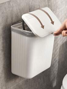 1pc New Light Luxury Minimalist Kitchen Wall Mounted Garbage Bin, Household Kitchen Waste Storage Bin, Bathroom Hanging Toilet Paper Storage Bin, Bathroom Wall Mounted Garbage Bin With Lid, Household Kitchen Large Hanging Office Kitchen Garbage Bin