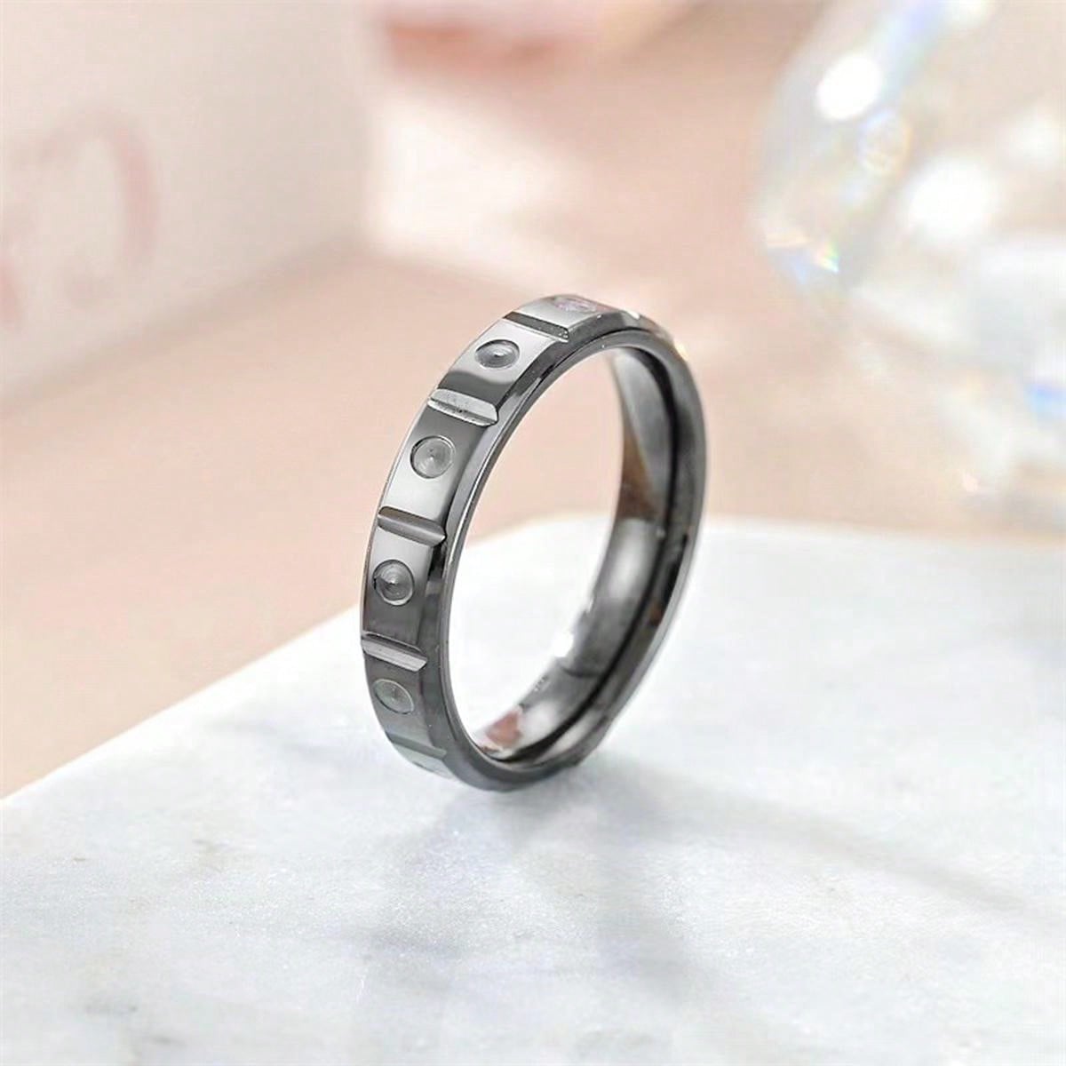 1pc 4mm New Fashionable Titanium Steel Ring, Couple Rings With