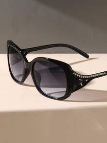 1 件几何时尚 Y2K 珍珠装饰黑色时尚眼镜女士旅行户外配件