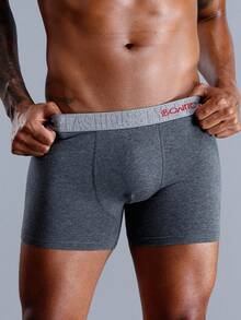 3pcs/Set Men's Breathable Boxer Briefs With Comfortable Letter Weave Band, Family Pack - Multicolor - View 6