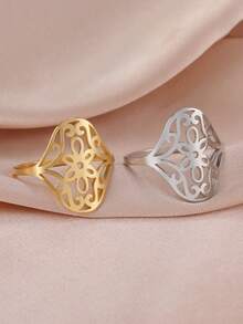 1枚女款精緻不鏽鋼向日葵戒指,時尚簡約指環珠寶,母親節感恩節禮物