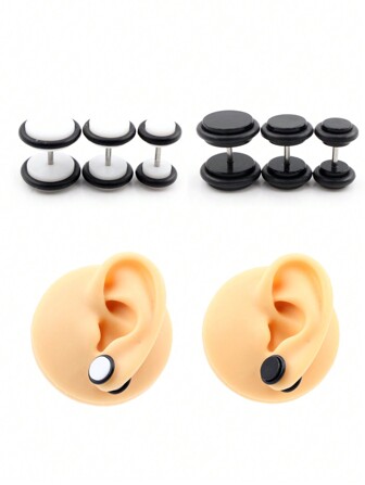 2入組亞克力立體耳針假扮耳塞和隧道耳塞穿孔耳環規格者加大空調裝飾體穿孔