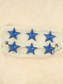 1 套/6 件繡花熨燙貼布服裝帽子配件 Diy 材質星形 - 藍色 - 查看 4