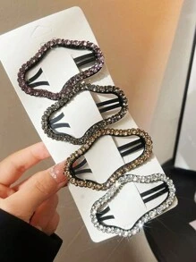 4 Peças Grampos de Cabelo Assimétricos com Decoração de Cristal Multicolorida para Mulheres, Adequados para Usar Diariamente, Tiaras Elegantes, Grampos de Cabelo, Acessórios Escolares
