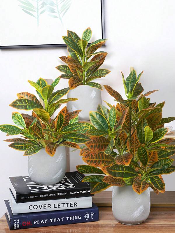 1 buc. Ficus artificială cu frunze care își schimbă culoarea pentru decorațiuni interioare/exterioare, în stil brazilian, fără oală, Ziua Îndrăgostiților, cadou