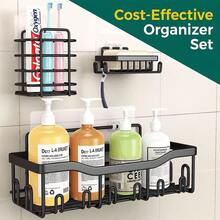 1pc Punch-free Bathroom Shelf Kitchen Soap Rack Shower Gel Organizer Wall Hook Bracket - soap rack - View 7