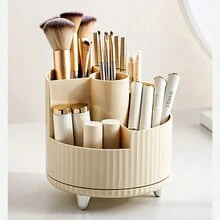 Makeup Organizer Box Rotating Pen Holder For Cosmetic Storage, Large Capacity - White - View 4