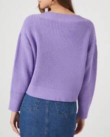 Drop-Sleeve Cropped Sweater - Màu tím - Xem 2