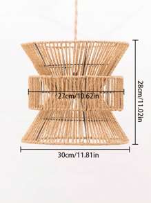 1pc Lamp Shade Paper Rope Lampshade Chandelier Boho Pendant Creative Light Cover Hanging Hotel Rustic Decor Farmhouse - Camel - View 3