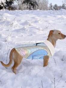 藍色狗衣,具有領口和反光條的冬季保暖防風狗外套,適用於中小型和大型犬的戶外羊毛寵物服裝 - 藍色 - 查看 7