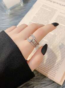 1 Adjustable Split Ring - Antique Silver - View 2