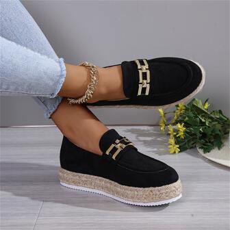 2023 New Comfortable Women's Woven Shoes With Thick Sole And Shiny Sequin Detail, Casual, No-tiring