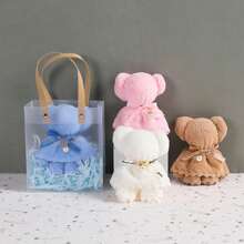 1 件小熊形毛巾 + 仿珍珠装饰手持礼物，可爱又实用的婚礼/圣诞节/派对纪念品，圣诞节 - 粉色 - 查看 5