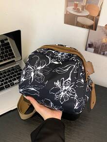 时尚涂鸦印花斜挎包，时尚尼龙单肩包，女士休闲手提包和钱包