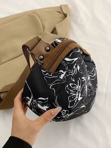 时尚涂鸦印花斜挎包，时尚尼龙单肩包，女士休闲手提包和钱包