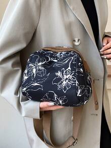 时尚涂鸦印花斜挎包，时尚尼龙单肩包，女士休闲手提包和钱包