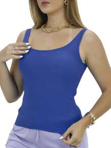 Women Tank Tops & Camis - Màu xanh lam - Xem 2