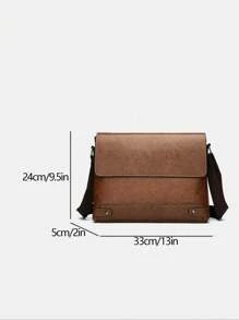 男士四季柔软 PU 棕色翻盖斜挎包单肩包适合购物、休闲男士上班斜挎包单肩包方形包邮差包多功能防水包沙滩包健身包露营单肩包贴纸冬季棕色包返校情人节礼物复古礼品包包斜挎包春季复古包学校用品 - 棕色 - 查看 8