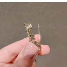 1入華麗閃亮的水鑽queen徽章針,適用於女性和女孩,非常適合裝飾復古服飾和圍巾 - 白色 - 查看 3