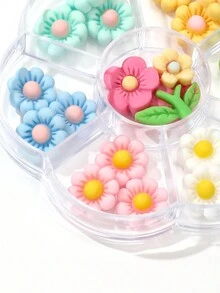 1box Plum Blossom Shaped Resin Decorative Sticker For Diy, Colorful Flower Design - Multicolor - View 3