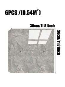 6pcs 0.54m2 Gray Glossy Marble Pattern Imitation Tile Wall Stickers Waterproof And Moisture-proof Wall Renovation Wallpaper 3d Self-adhesive Ugly Wall Panel Bathroom Bathroom Stickers - Grey - View 4