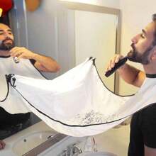 Men's Beard Shaving & Haircutting Bib Apron - White - View 2