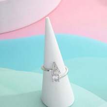 Anillo ajustable para nudillos con letras y cristal Az, regalo para mujeres y niñas que cubre 26 iniciales, perfecto para crear un momento inolvidable, 1 pieza