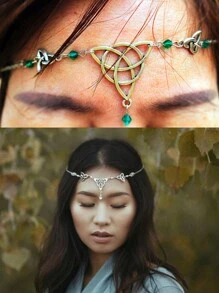 1pc Gothic Irish Knots Necklace, Crystal Magic Wizard Rune Pagan Jewelry - Black - View 3