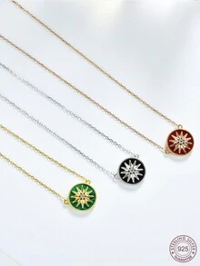 CCMFGJEW 1入流行的、精美的s925白色立方氧化鋯鑲嵌項鍊,適合日常、商務、派對、萬聖節、聖誕節、告白、婚禮、生日禮物 - 紅色 - 查看 3