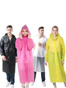 1件黃色加厚成人雨衣,eva雨衣,便攜式雨衣,適合旅行、戶外活動