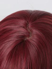 Cabelo Longo e Liso de Fibra Sintética de 26 Polegadas com Franja na Cor Borgonha Marrom, Perfeito para as Senhoras Usarem em Festas de Halloween, Feriados, Natureza, Elegância, Sensualidade, Romance, Simplicidade, Estilo Casual, Rua, Campus e Cosplay de Natal, Halloween, Resistente a Altas Temperaturas