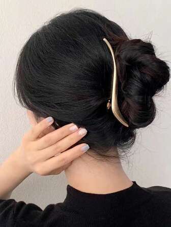 1pc Gold-Colored Alligator Hair Clip Stylish S-Shaped Metal Hair Clip For Women, For Daily Hair Styling, Fixing Ponytails Or Long Hair, Decorative Hair Accessory, Gold Head Piece, Hair Barrettes Hair Clips Claw Clips Hair Claws, School Stuff, Hair Accessories