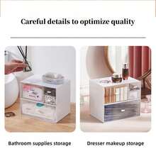 1 Miếng Lớn Bàn làm việc Ngăn kéo Phong cách Trong sáng & Trắng Nhựa Hộp trữ Đối với Văn phòng phẩm , Trang điểm Và Son môi Với 2 Phong cách Có sẵn , Có thể xếp chồng lên nhau - trắng - Xem 5