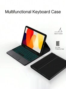 For Mi Pad Redmi Pad SE Keyboard Case 11 Inch, PU Leather Protective Cover For Red Mi Pad SE 11-Inch Redmi Pad SE Case With Keyboard Pencil Holder Groove (2023), 7 Color Backlit TouchPad Wireless Keyboard Spanish - Black Backlight-spanish+English - View 4