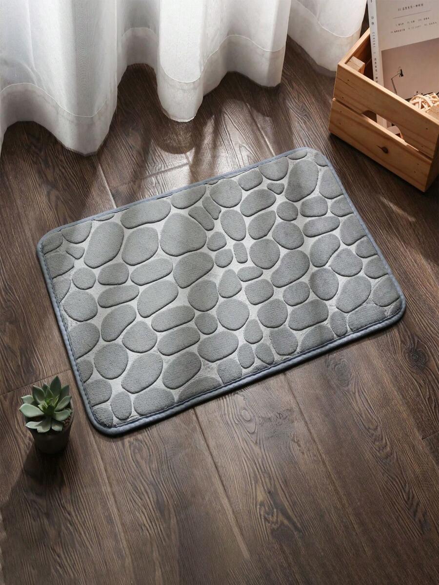 1pc Soft & Comfortable Elastic Foam Bath Mat With Pebble Design, Quick-Drying & Anti-Slip, Great For Bathroom And Shower Accessory, Fall Decoration & Bathroom Decor - Multicolor - View 1