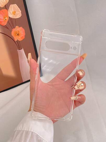 1PC High Transparency Shockproof Tpu Phone Case With Four Corners Protection, Compatible With Pixel 5/5a/6/6a/6pro/7/7a/7pro/8pro Waterproof Anti-Fall Scratch Resistant